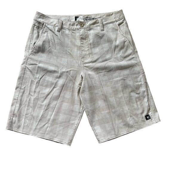 Rip Curl Mirage Boardwalk Series Shorts‎ Beige Plaid Checkered Size 31 - Picture 1 of 15